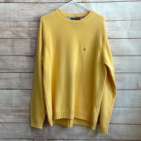 TOMMY HILFIGER CREW NECK COTTON‎ SWEATER IN YELLOW - Picture 1 of 5